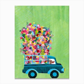 Delivering Joy In A Car Canvas Print