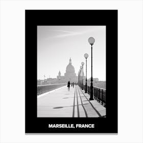 Poster Of Marseille, France, Mediterranean Black And White Photography Analogue 4 Canvas Print