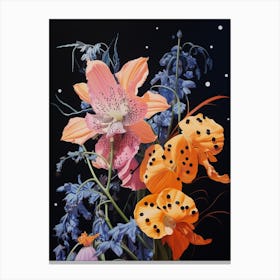 Surreal Florals Larkspur 3 Flower Painting Canvas Print