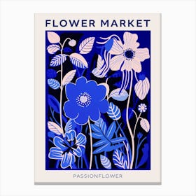 Blue Flower Market Poster Passionflower Market Poster 1 Canvas Print