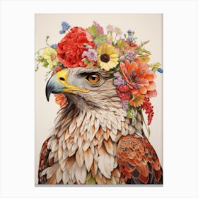 Bird With A Flower Crown Red Tailed Hawk 1 Canvas Print