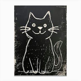 Munchkin Cat Linocut Blockprint 2 Canvas Print