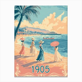 Aihrgdesign A Retro Poster Of A 1905 Seaside Resort With Eleg 185398be Abe1 44b6 952f 1a36ab082aff 0 Canvas Print