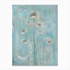 Ephemeral Echoes: A Symphony of Dandelion Seeds in a Dreamlike Sky Canvas Print