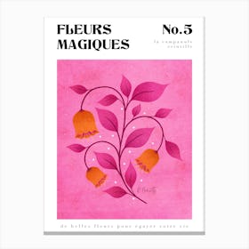 Sparkling Bellflowers in Pink Botanical Print Canvas Print