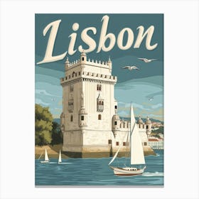 Aihrgdesign A Classic 1960s Travel Poster For Lisbon 1 Canvas Print