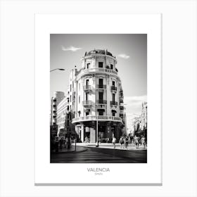 Poster Of Valencia, Spain, Black And White Analogue Photography 4 Canvas Print