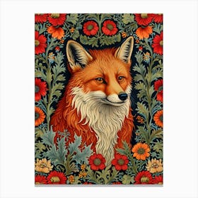 William Morris Fox In Flowers Canvas Print