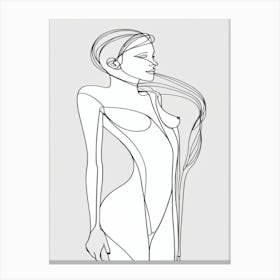 Woman With Long Hair Drawing Canvas Print