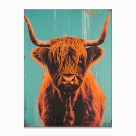 Highland Cattle Polaroid Inspired 3 Canvas Print