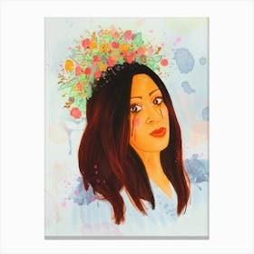 Broken Yet Blooming - Modern Watercolor Portrait Canvas Print