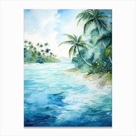 Watercolor Of Tropical Beach Canvas Print