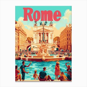 Aihrgdesign A 1970s Inspired Travel Poster For Rome 1 Canvas Print