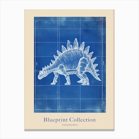 Stegosaurus Dinosaur Blue Print Inspired Poster Canvas Print
