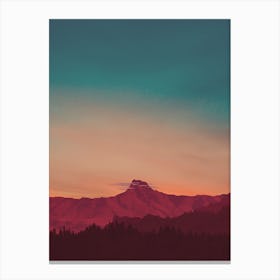 Royal Dusk Mountain Red Mountain Pink Blue Sky Canvas Print