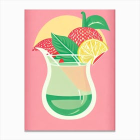 Strawberry Daiquiri Retro Pink Cocktail Poster Canvas Print