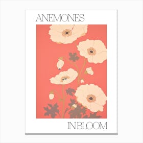 Anemones In Bloom Flowers Bold Illustration 2 Canvas Print