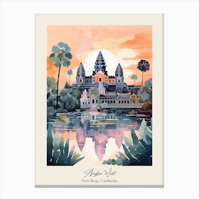 Angkor Wat   Siem Reap, Cambodia   Cute Botanical Illustration Travel 2 Poster Canvas Print