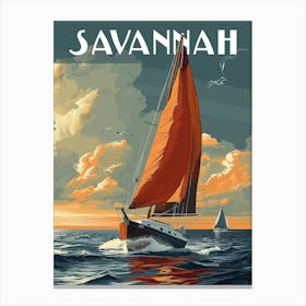 Vintage Savannah Travel Poster Canvas Print