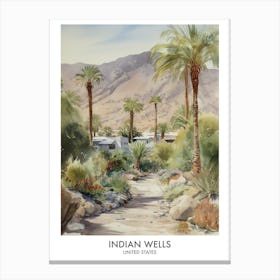 Indian Wells 2 Watercolour Travel Poster Canvas Print