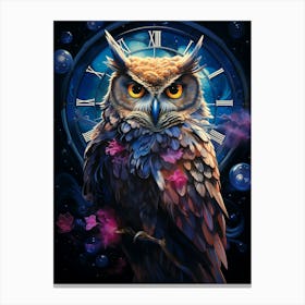 Owl Clock Canvas Print