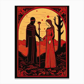 The Lovers Tarot Card, Vintage 2 Canvas Print