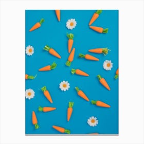 Carrots On Blue Background Canvas Print