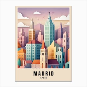 Madrid City Travel Poster Spain Low Poly (17) Canvas Print