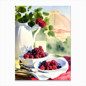 Loganberry Italian Watercolour fruit Canvas Print