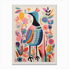 Colourful Scandi Bird Dove 1 Canvas Print