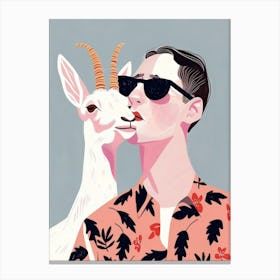 Goat And Man Canvas Print