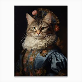 Cat In Medieval Clothing Rococo Style 1 Canvas Print