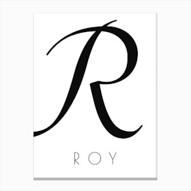 Roy Typography Name Initial Word Canvas Print