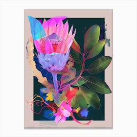 Protea 4 Neon Flower Collage Canvas Print
