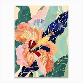 Colourful Flower Illustration Hibiscus 3 Canvas Print