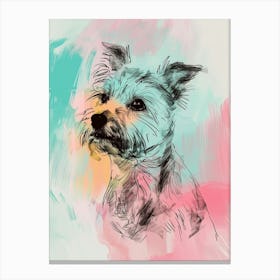 Pastel Norfolk Terrier Dog Line Illustration 4 Canvas Print
