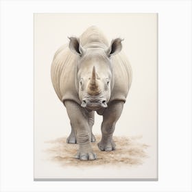 Rhino Walking Through The Landscape Illustration 3 Canvas Print