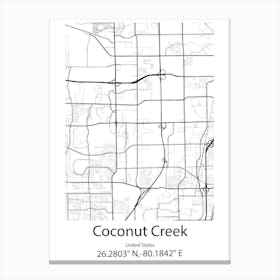 Coconut Creek,United States Minimalist Map 1 Canvas Print