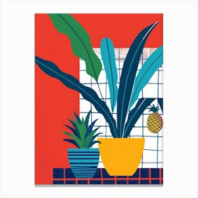 Potted Plants And Pineapples Canvas Print