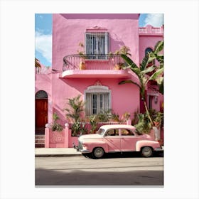 Pink House In Cuba Mexican life Canvas Print