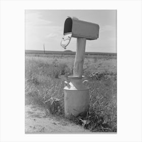 Mail Box Set Up In Milk Can Near Hydro, Oklahoma By Russell Lee Canvas Print