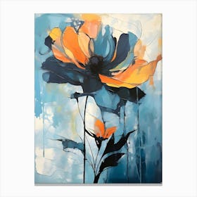 Orange And Blue Flower Canvas Print