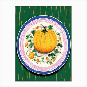 A Plate Of Pumpkins, Autumn Food Illustration Top View 54 Canvas Print