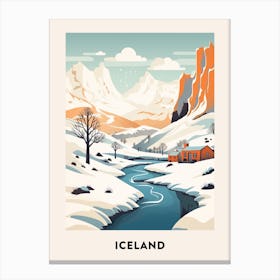 Vintage Winter Travel Poster Iceland 1 Canvas Print