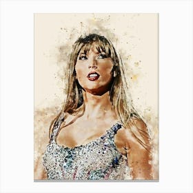 Taylor Swift Watercolor Painting 1 Canvas Print