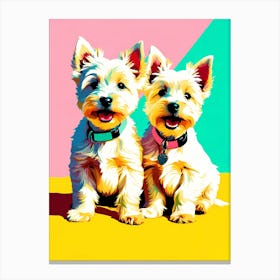 West Highland White Terrier Pups, This Contemporary art brings POP Art and Flat Vector Art Together, Colorful Art, Animal Art, Home Decor, Kids Room Decor, Puppy Bank - 163rd Canvas Print