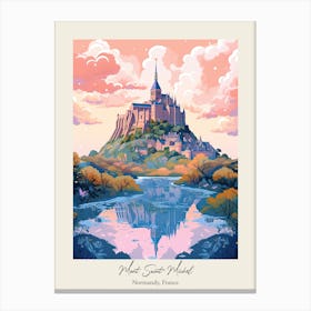 Mont Saint Michel   Normandy, France   Cute Botanical Illustration Travel 3 Poster Canvas Print