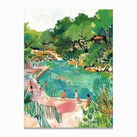 Storybook Illustration Barton Springs Pool Austin Texas 3 Canvas Print