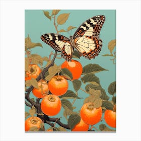 Butterfly With Fruit Japanese Style Painting 3 Canvas Print
