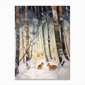 Winter Watercolour Chipmunk 4 Canvas Print